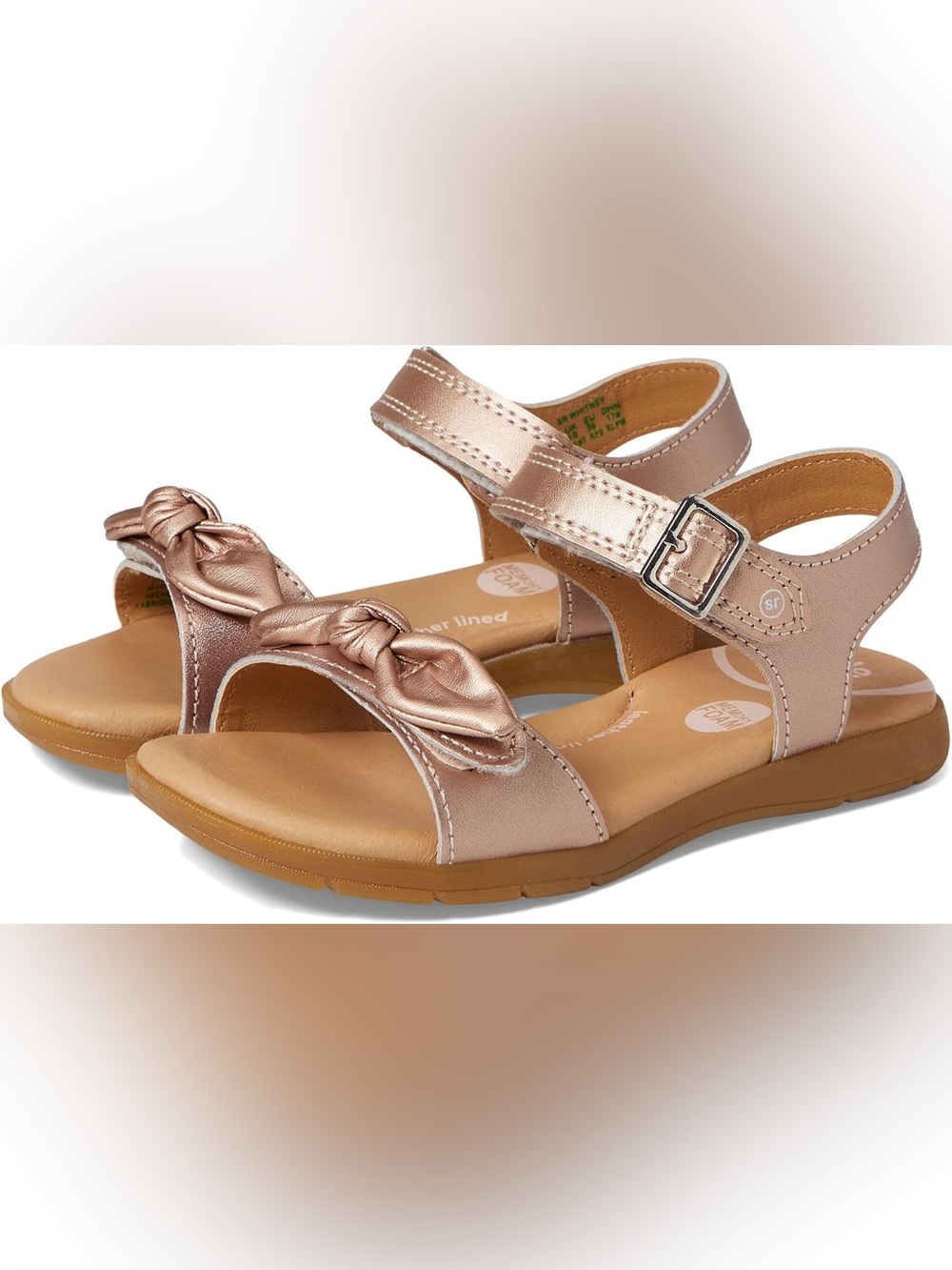 Stride Rite Whitney Rose Gold Bow Sandals Girls 8M Memory Foam Leather Summer